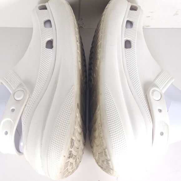 Crocs Women's Mega Crush US7 Triple White Platform Wedge Classic Clogs Sandals - Picture 16 of 16